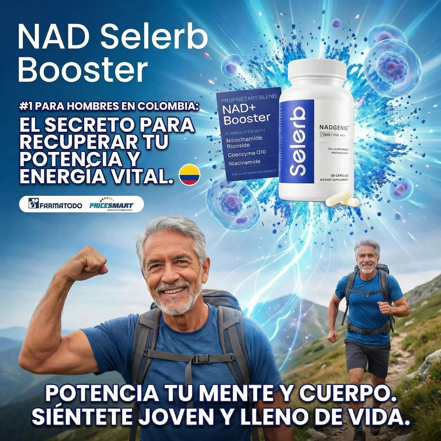🔥SELERB NAD+ Energía, potencia y vitalidad masculina total💪